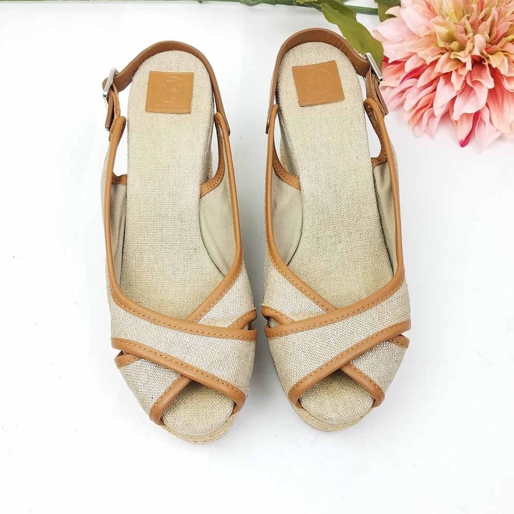 Tory Burch wedge fabric espadrille size 8